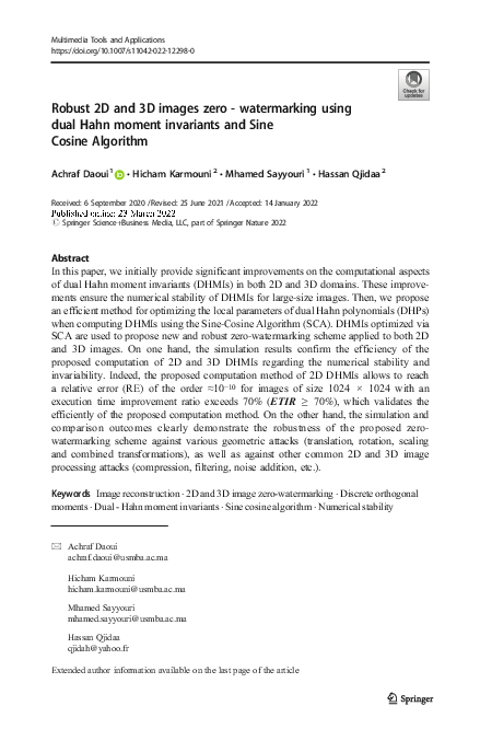 (PDF) Robust 2D and 3D images zero - watermarking using dual Hahn ...