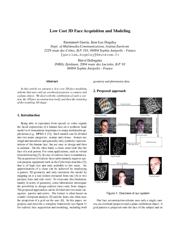 (PDF) Low cost 3D face acquisition and modeling