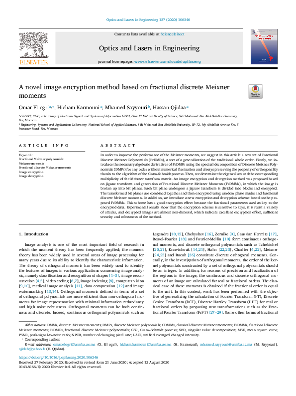 (PDF) A novel image encryption method based on fractional Fourier ...