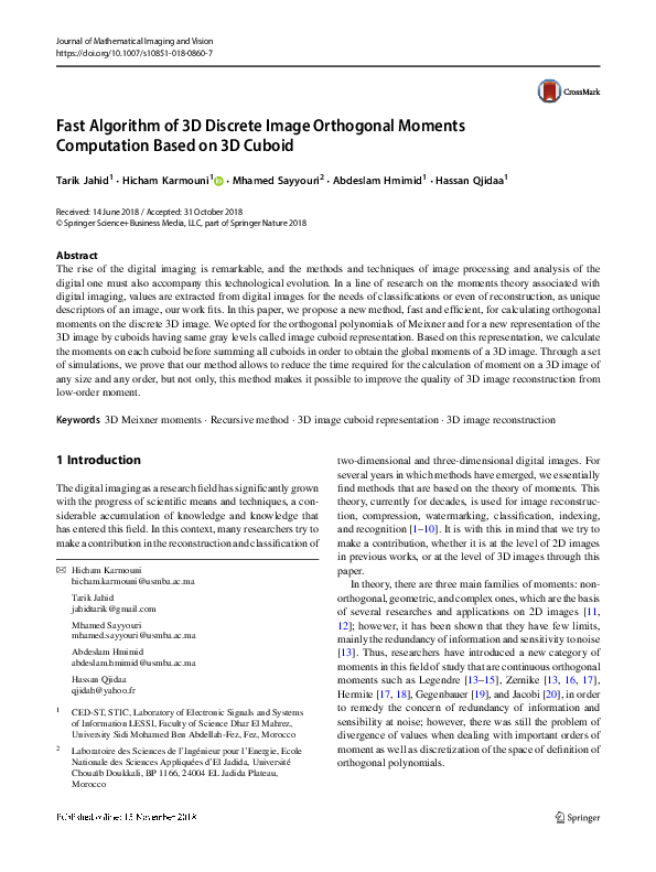 (PDF) Fast Algorithm of 3D Discrete Image Orthogonal Moments ...