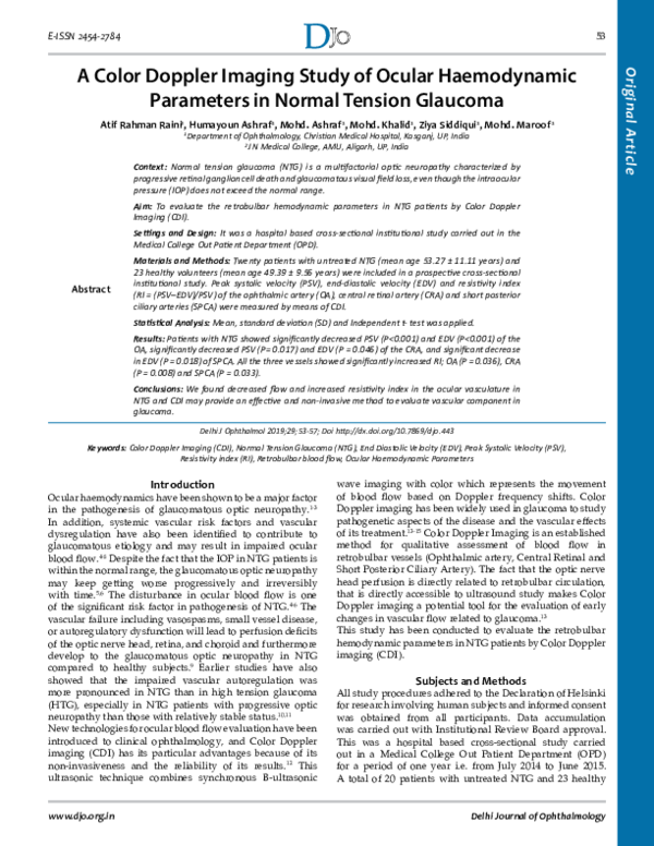 (PDF) A Color Doppler Imaging Study of Ocular Haemodynamic Parameters ...