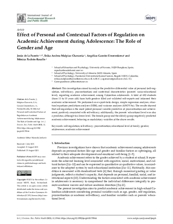 (PDF) Effect of Personal and Contextual Factors of Regulation on ...