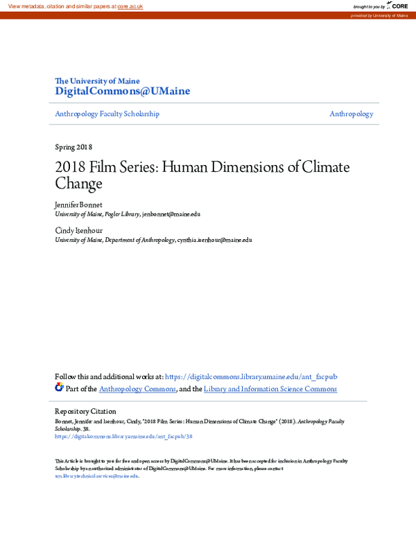Pdf 2018 Film Series Human Dimensions Of Climate Change