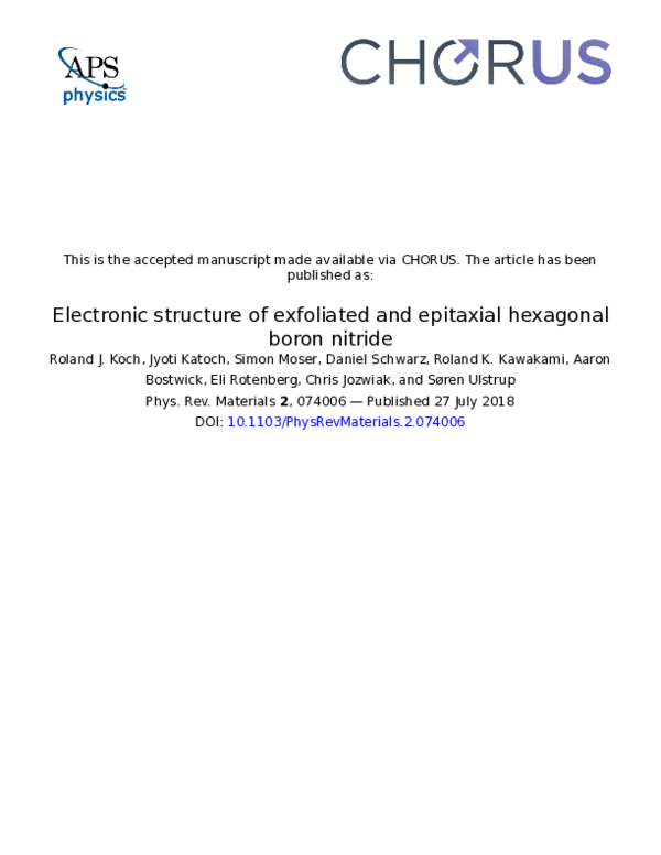 (PDF) Electronic structure of exfoliated and epitaxial hexagonal boron ...