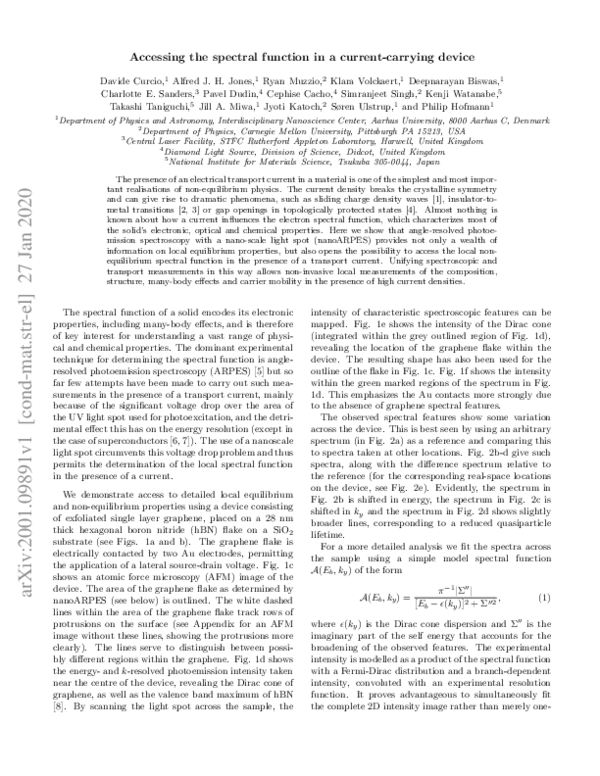 (PDF) Accessing the Spectral Function in a Current-Carrying Device
