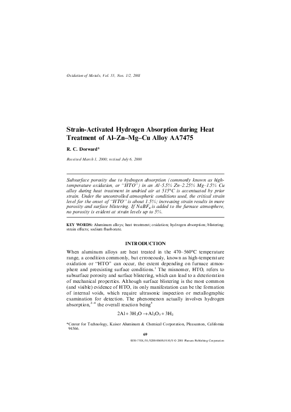 (PDF) Strain-Activated Hydrogen Absorption during Heat Treatment of Al ...