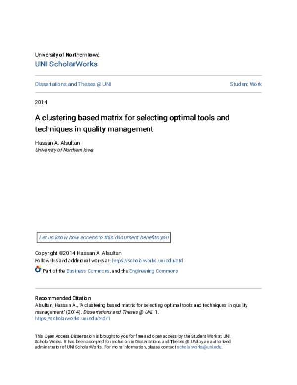 (PDF) A clustering based matrix for selecting optimal tools and ...