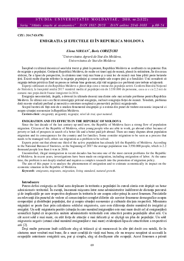 (PDF) Emigrația Și Efectele Ei În Republica Moldova