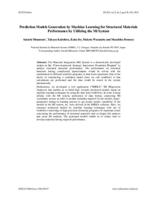 (PDF) Prediction Models Generation by Machine Learning for Structural ...