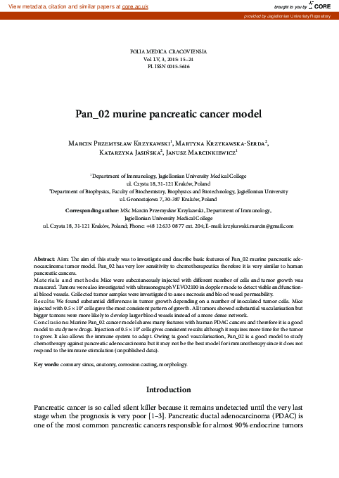 (PDF) Pan_02 murine pancreatic cancer model