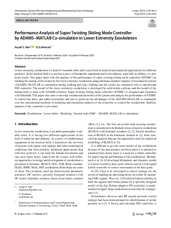 (PDF) Performance Analysis of Super Twisting Sliding Mode Controller by ...