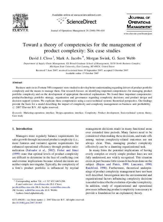 (PDF) Toward a theory of competencies for the management of product ...