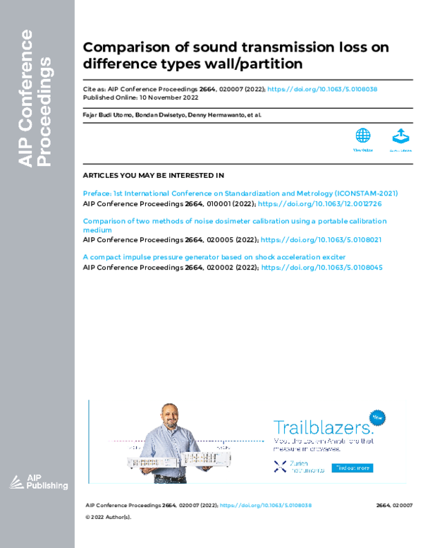 (PDF) Comparison of sound transmission loss on difference types wall ...