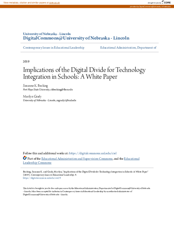 (PDF) Implications of the Digital Divide for Technology Integration in ...