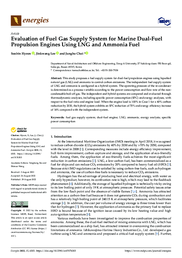 (PDF) Evaluation of Fuel Gas Supply System for Marine Dual-Fuel ...
