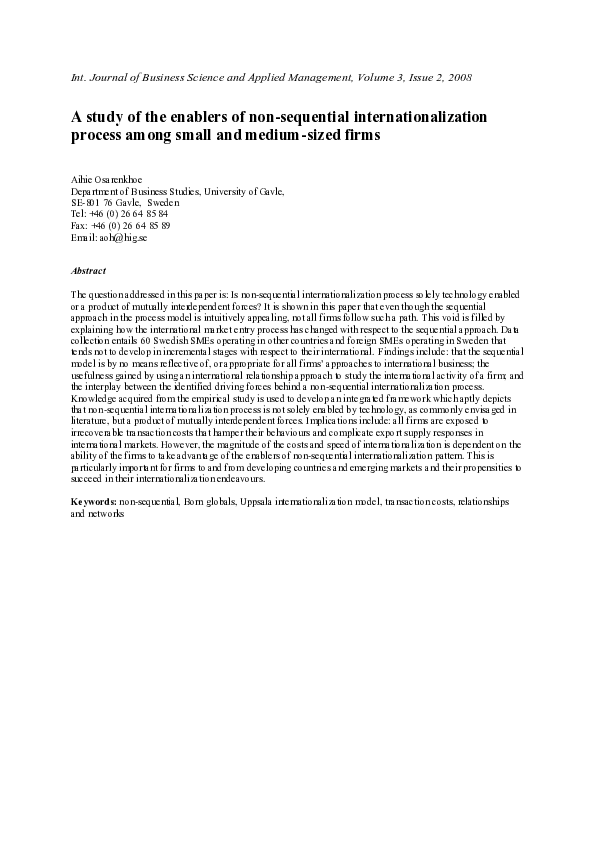 (PDF) A study of the enablers of non-sequential internationalization ...