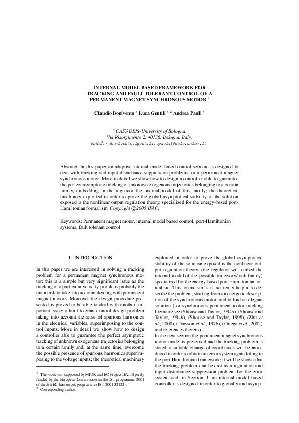 (PDF) Internal Model Based Framework for Tracking and Fault Tolerant ...