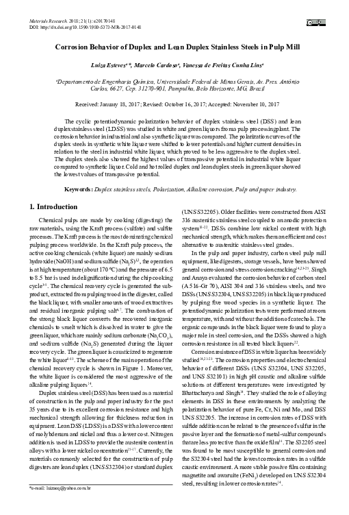 (PDF) Corrosion Behavior of Duplex and Lean Duplex Stainless Steels in ...