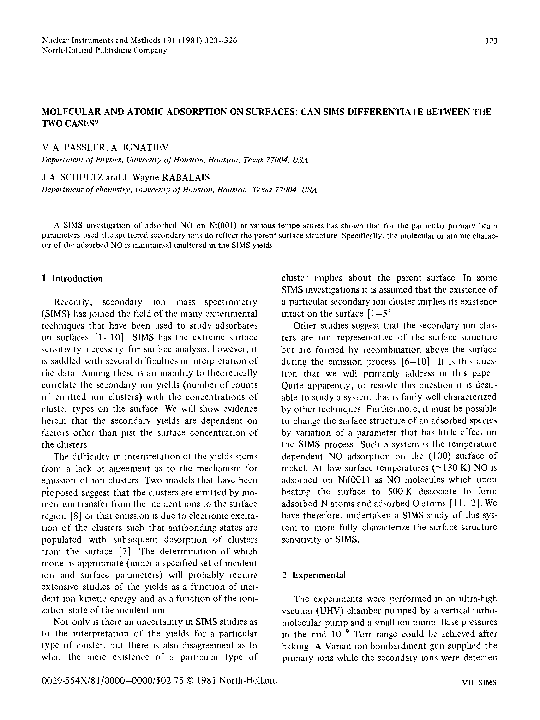 (PDF) Molecular and atomic adsorption on surfaces: Can SIMS ...