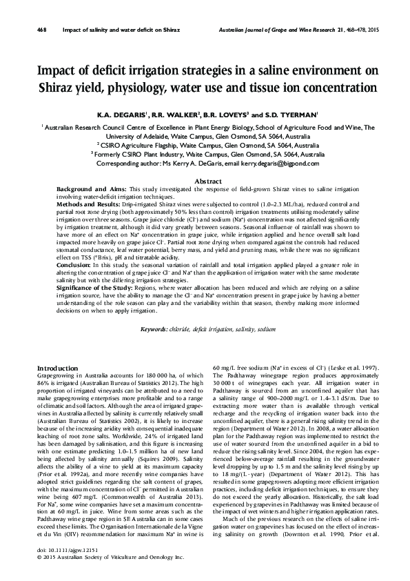 (PDF) Impact of deficit irrigation strategies in a saline environment ...