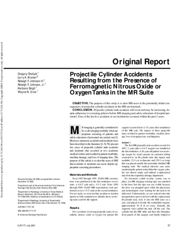 (PDF) Projectile Cylinder Accidents Resulting from the Presence of ...