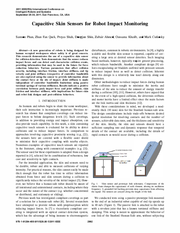 (PDF) Capacitive skin sensors for robot impact monitoring