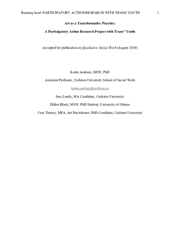 (PDF) Art as a transformative practice: A participatory action research ...