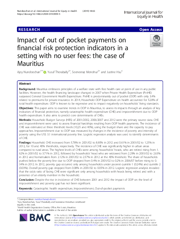 (PDF) Impact of out of pocket payments on financial risk protection ...