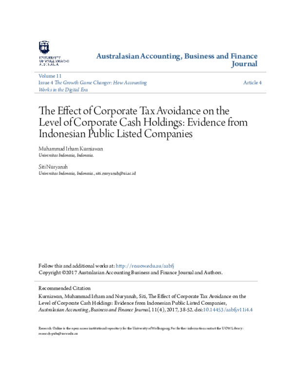 (PDF) The Effect of Corporate Tax Avoidance on the Level of Corporate ...