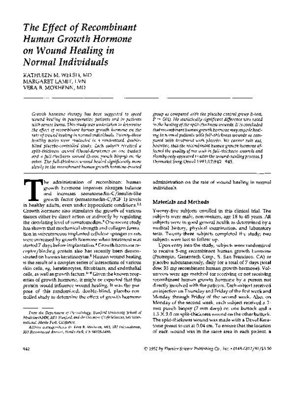 (PDF) The Effect of Recombinant Human Growth Hormone on Wound Healing ...