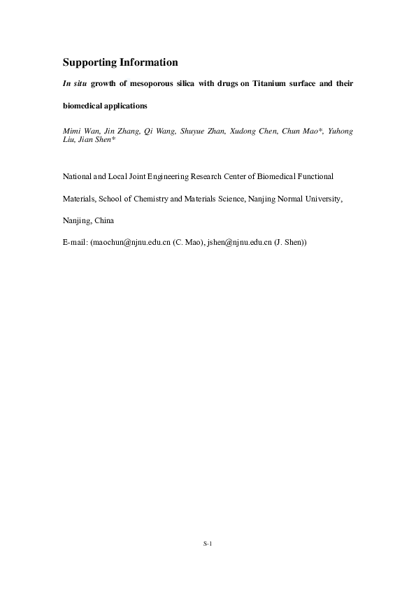 (PDF) In Situ Growth of Mesoporous Silica with Drugs on Titanium ...