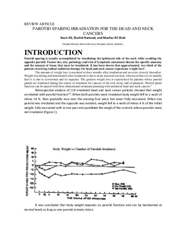 (PDF) Parotid sparing irradiation for the head and neck cancers
