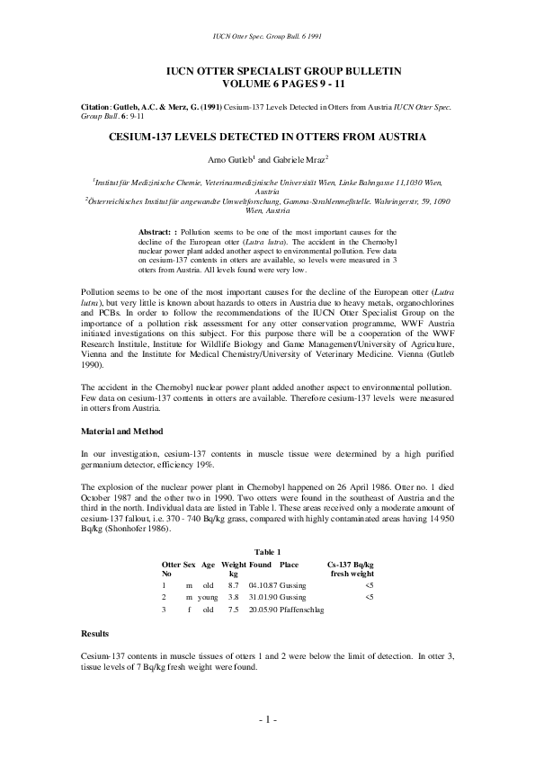 (PDF) Iucn Otter Specialist Group Bulletin | Alvaro Soutullo - Academia.edu