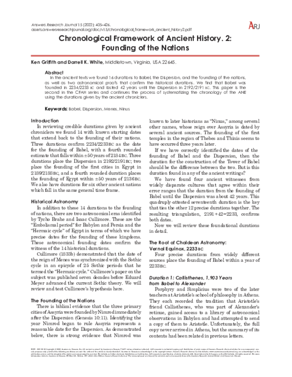 (PDF) Chronological Framework of Ancient History. 2: Founding of the ...