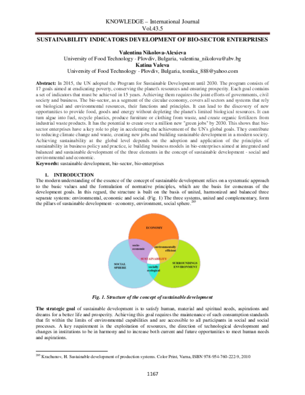 (PDF) Sustainability Indicators Development of Bio-Sector Enterprises
