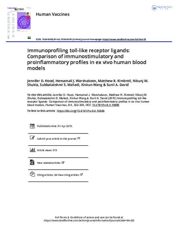 (PDF) Immunoprofiling toll-like receptor ligands: Comparison of ...