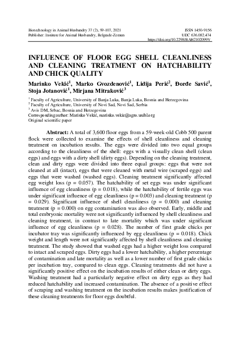 (PDF) Influence of floor egg shell cleanliness and cleaning treatment ...