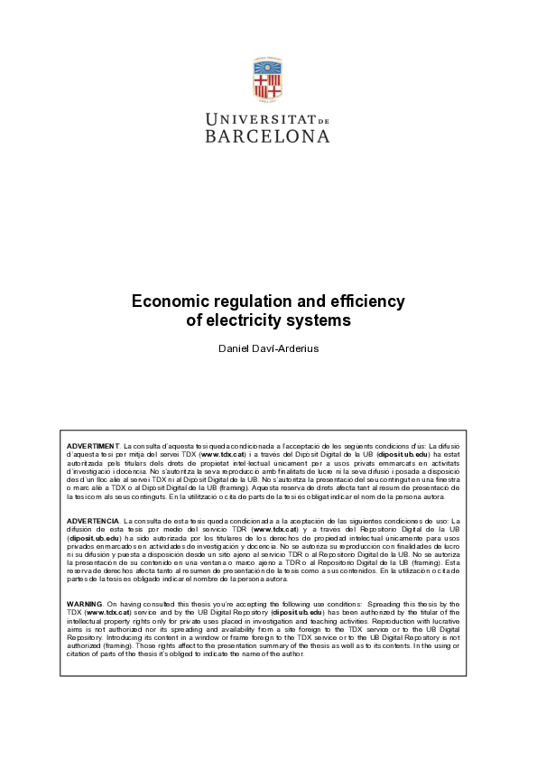 (PDF) Economic regulation and efficiency of electricity systems