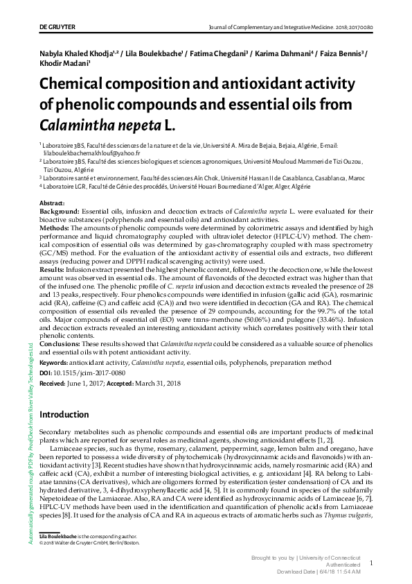 (PDF) Chemical Composition and Anti-oxidant activities of Some Edible ...
