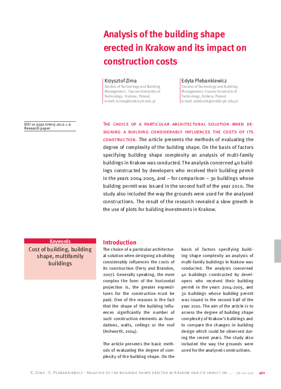(PDF) Analysis of the building shape erected in Krakow and its impact ...