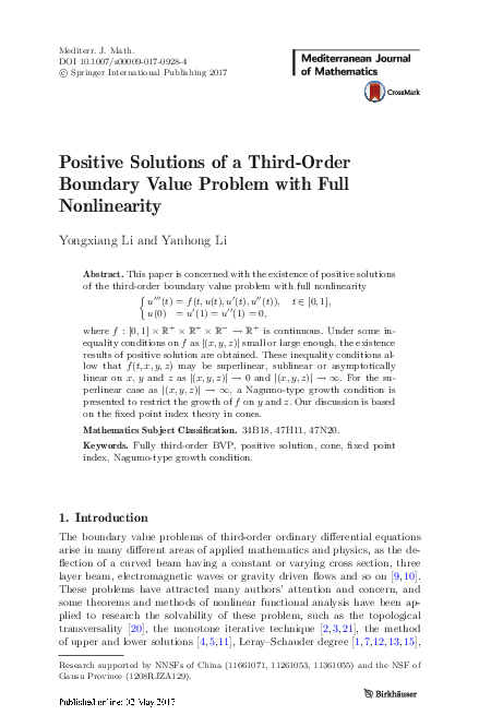 (PDF) Positive Solutions of a Third-Order Boundary Value Problem with ...