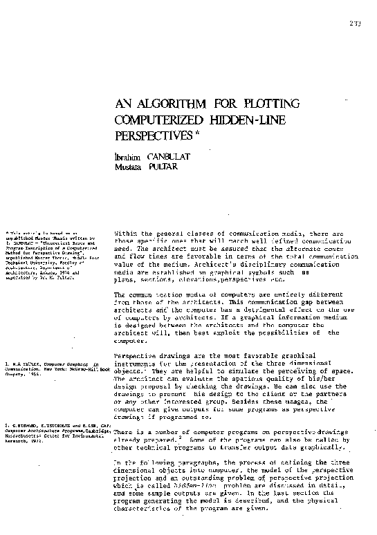(PDF) An algorithm for plotting computerzed hidden-line perspectives ...