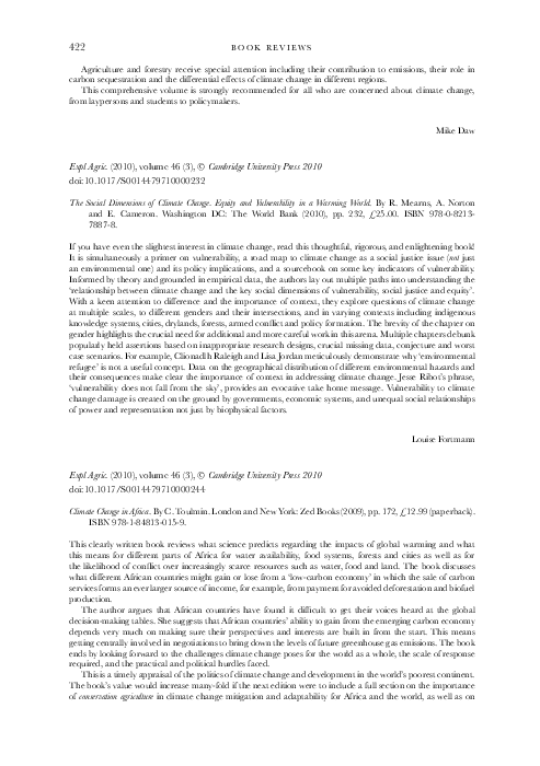 (PDF) The Social Dimensions of Climate Change. Equity and Vulnerability ...