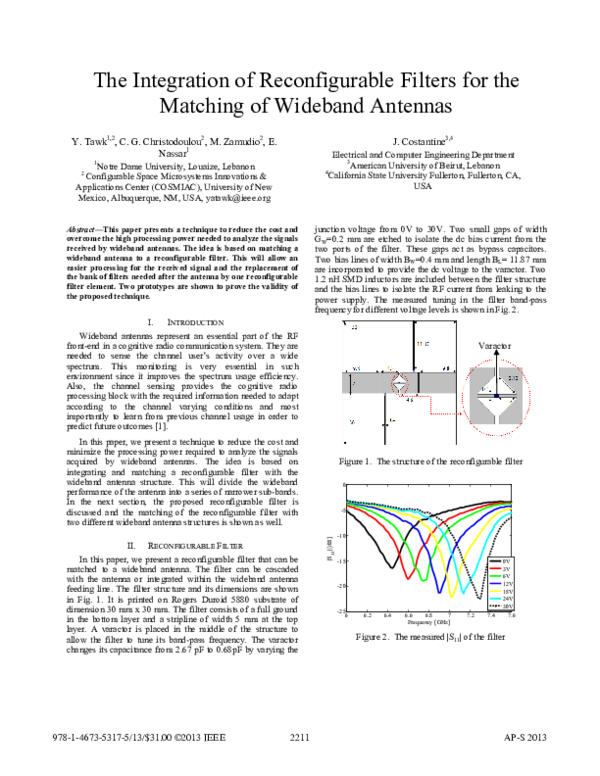 (PDF) The integration of reconfigurable filters for the matching of ...