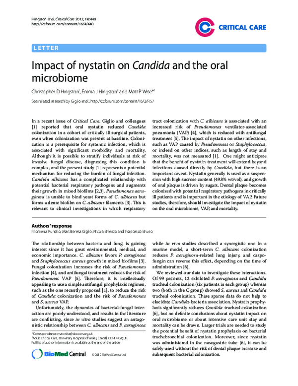 (PDF) Impact of nystatin on Candida and the oral microbiome