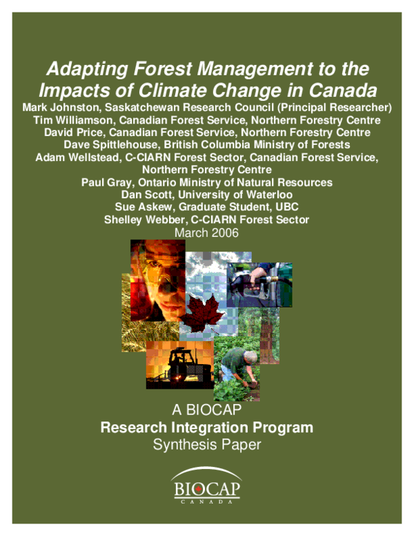(PDF) Adapting Forest Management to the Impacts of Climate Change in Canada