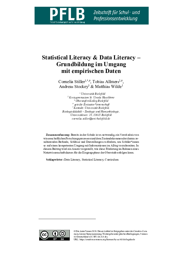 (PDF) Statistical Literacy & Data Literacy – Grundbildung im Umgang mit ...