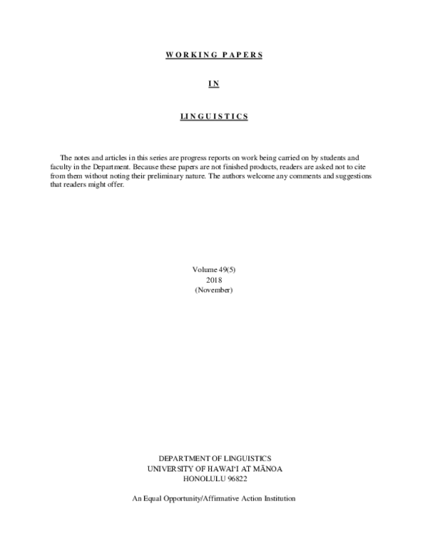 (PDF) The Kapampangan CaseMarking System from a Diachronic Perspective