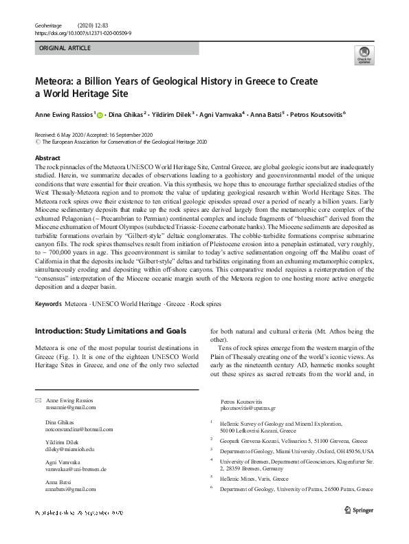(PDF) Meteora: a Billion Years of Geological History in Greece to ...