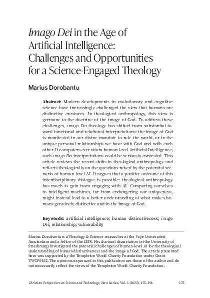 (PDF) Imago Dei in the Age of Artificial Intelligence: Challenges and ...